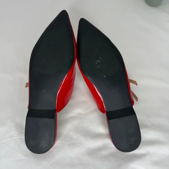 Steve Madden Elizaa Red Patent Mary Jane Pointed Toe Mules Flat Shoes 7.5M - Picture 8 of 8